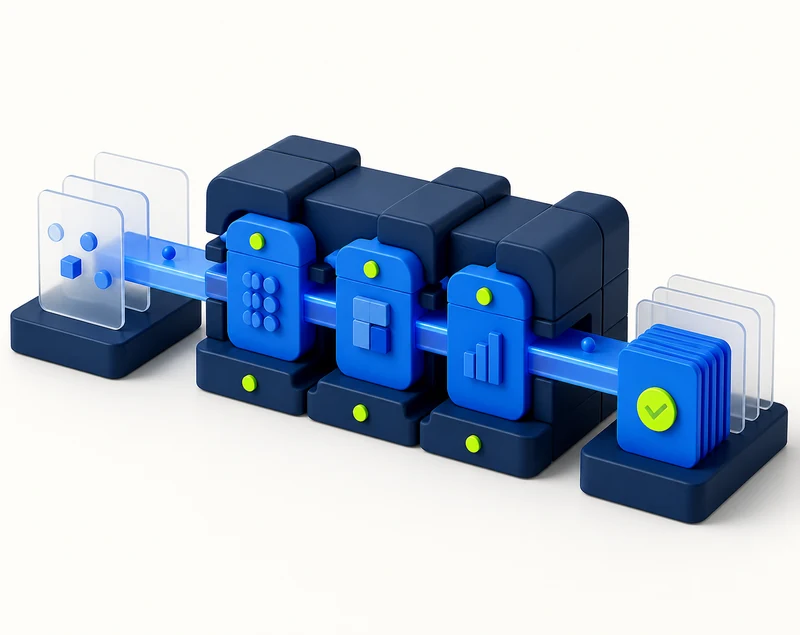 Flujo modular de software empresarial adaptado a una operación