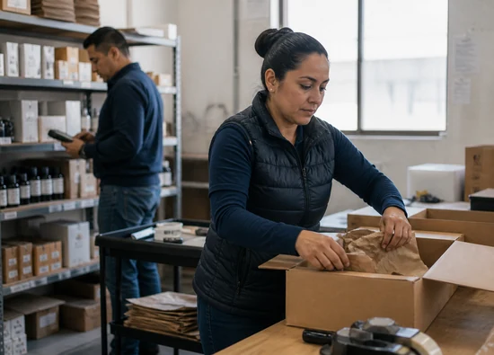 Proceso real de preparación e inventario de pedidos de ecommerce